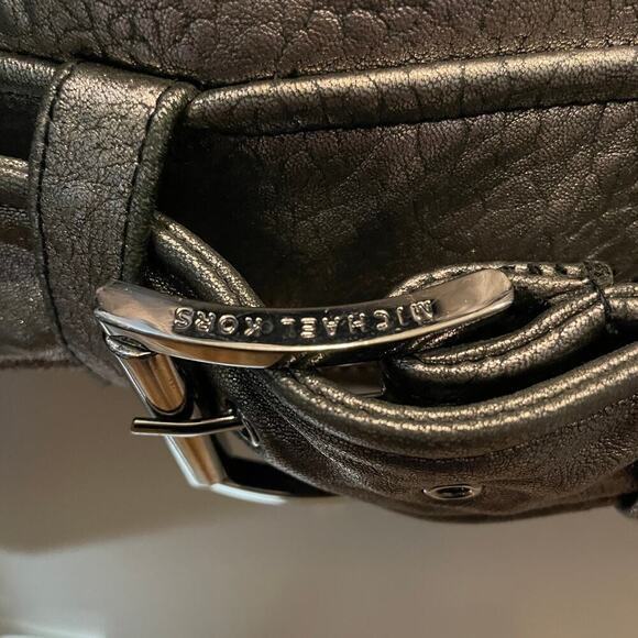 Michael Kors Metallic Silver Leather Jacket | Womens M, Moto Style EUC MSRP $595 - Picture 4 of 12